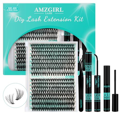 Lash Extension Kit 320Pcs,DIY Individual Lashes Clusters Kit,Lash Bond And Seal,Lash Remover For Eyelashes Extensions,Lash Applicator Tool For False Eyelash Cluster Kit At Home(3040D,D-Mix9-16mm Kit)