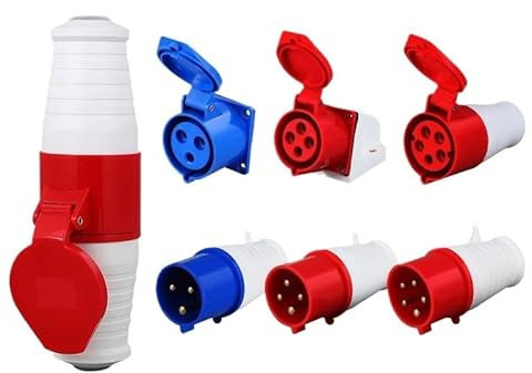 REIUAFWYGV Industrial and Socket 5pin 3 core 3P/4P/5P Electrical Connector 16A 32A IP44 Wall Mounted Socket 220V 380V 415V Male Female(Panel Mounted Socked,32A_5P)