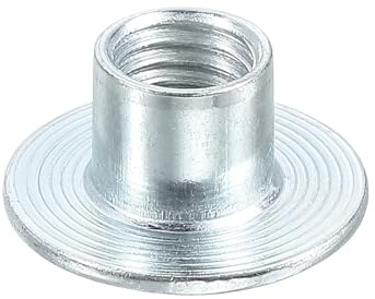 QUARKZMAN M10 T-nötter, 12 stycken kolstål T-nöt rund bas svetsmuttrar 12 mm höjd genomgående hål fläns insättningsmuttrar kvinnlig gänga platmuttrar, silver