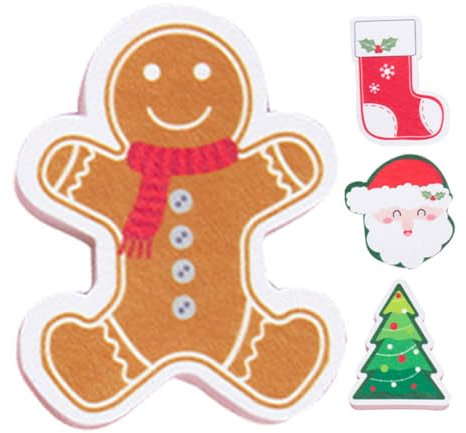 MUCKLILY 4stücke Weihnachts-geschirrspülschwämme Lustige Und Niedliche Küchenreinigungsschwämme Wiederverwendbare Reinigungsschwämme Für Haushalt Dicke Und Effektive Spülschwämme