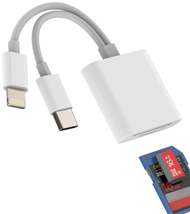 Kartenleser USB C Lightning auf SD (2-in-1) Micro SD Card Reader für iPhone 16 15 14 Adapter für iPad kompatibel mit Samsung MacBook PC für Apple TF Fotospeicher Compact Externes Blitzgerät