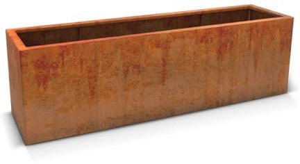 blizz-z terraflex cort Hochbeet Cortenstahl, L 200 x B 50 x H 60 cm (1 Stück) | Pflanzbeet, Pflanzkübel, Gartenbeet, fertig montiert, Stärke: 2 mm | Made in EU