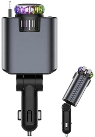 Cargador de teléfono para coche, adaptador retráctil de carga rápida de 66 W con proyector nocturno de estrellas, difusor de aroma integrado, accesorio multifuncional para viajes y conducción, 1