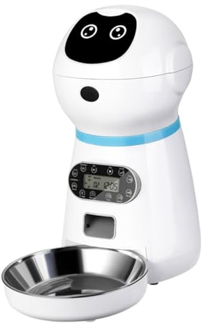 FONDOTIN Mangeoire Automatique pour Chat avec Minuterie Et Recharge USB Distributeur De Nourriture Intelligent pour Animaux De Compagnie