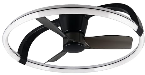 Reality Leuchten Ventilatore STOCKHOLM R64262132, nero opaco, metallo, 25W, 2700K - 6500K, 4300lm, pale richiudibili, telecomando incluso, dimmerabile, luce notturna