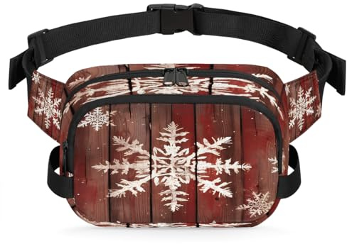 Sac Banane imperméable en Grain de Bois avec Flocons de Neige, Sac à bandoulière pour Femmes et Hommes, Cadeaux de Vacances