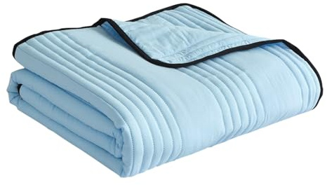 Edredón refrescante de verano, edredón ligero transpirable con acolchado a rayas, uso en todas las estaciones para cama, manta fina de algodón lavado con aire acondicionado para personas que duermen