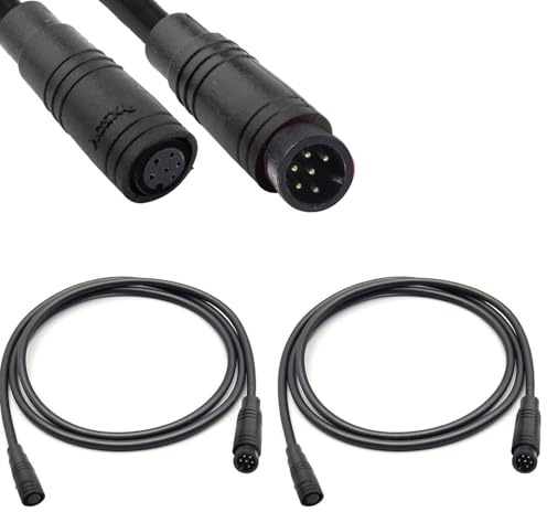 RUNCCI-YUN 2Pcs Ebike 6 Pin Waterproof Extension Cable Connector e-bikes male and female Plug Wire,6 pin cable connector,for electric bike light,Throttle,Ebrake-80cm M8