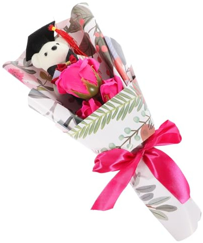UKCOCO Bouquet Laurea con Peluche Mini Composizione Decorativa per Festa Laurea Originale per Neolaureati Accessorio Fotografico Versatile e Ufficio