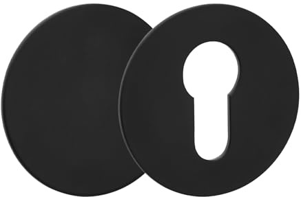 2er Set SOTECH Kleberosetten rund Ø 55 mm Edelstahl schwarz mit | 1 x PZ-Rosette / 1 x Blindrosette 3M-VHB-Klebepad ohne Bohren montierbar für Schlösser mit Profilzylinder in Möbel und Türen