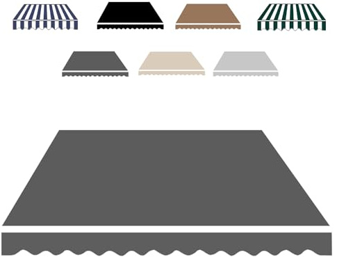 Awning Replacement Fabric Top Cover Front Valance, Awning Replacement Canopy 2.0m 2.5m 3.0m 3.6m 4m 5m Waterproof Sunshade Shelter for Yard Deck (Fabric Only)(Gray,250x200cm)