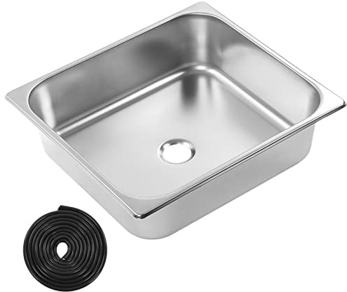 Lavandino Cucina in Acciaio Inox 304, 1 Vasca, 350x320x100mm; lavandino cucina multifunzione; lavabo lavello 1 vasca - Scarico Rapido Integrato, Antiruggine, Incasso Sottopiano,