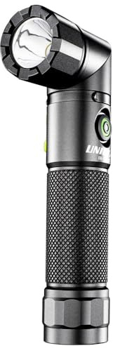 Unilite LED Right Angle Flashlight, Black, USB Rechargeable, Aluminum, 1200lm, 18650 Battery Included, 16.1x3x2.7cm, 180m