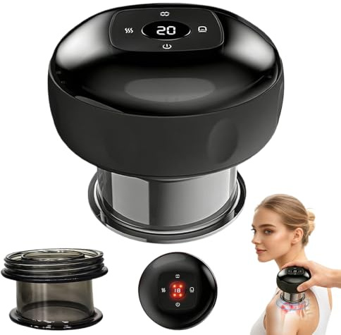 CLIUNT Ensemble de Ventouses électriques Gua Sha 5 en 1,Ventouse Anti Cellulite électrique, Ensemble de thérapie électrique intelligent, Ventouse Intelligente,Noir