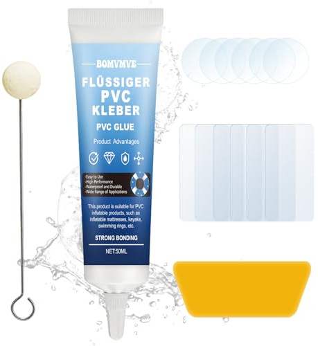 BOMVMVE Kit de Reparación para Piscinas, Kit de Reparación de PVC, Impermeable, Transparente y Duradero, Apto para Colchones Inflables, Kayaks y Diversos Productos Inflables
