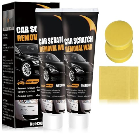 2 Stück Scratch Removal Wax, Kratzer Entferner Auto, Autokratzer Reparatur Paste 120ml, Schneller Kratzer Entferner Auto mit Schwamm & Tuch, Car Scratch Repair Paste für Autolack Politur