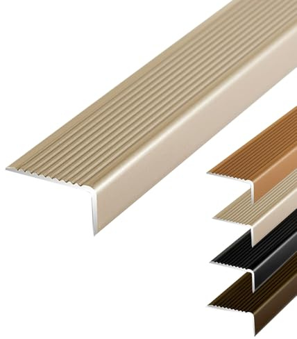100/120 cm in alluminio ir Nosing Ed Trim 4 cm antiscivolo metallo gradino Ed Protector usura Resint impermeabile ases angolo trim (Bei 120 cm/47in)