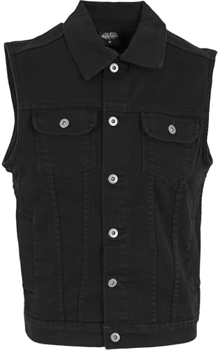 URBAN CLASSICS Chaleco de Jeans para Hombre, Regular Fit, Chaqueta Vaquera en Estilo Vintage, Denim Vest de Color: negro, Talla: XL