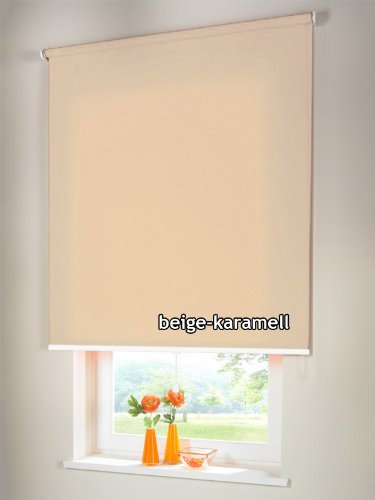 Sichtschutzrollo Mittelzugrollo Springrollo Rollo Verdunkelung 60 x 210 cm / 60x210 cm beige-karamell