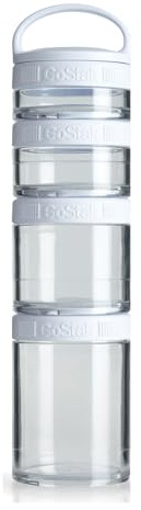 BlenderBottle GoStak Twist n' Lock Storage Jars, 4-Piece Starter Pak, White