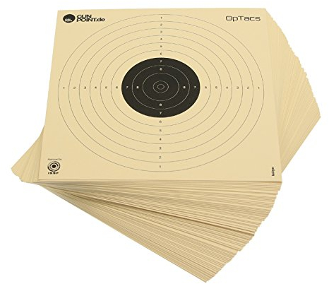 50 Stück OpTacs - Luftpistolenscheiben 17 x 17 cm - Zielscheibe Luftgewehr Luftpistole Schießscheibe Training und Wettkampf BDS ISFF Wettkampfscheiben