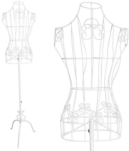 PrimoLiving Metall Schneiderpuppe Ana in Weiß - höhenverstellbare Vintage Kleiderpuppe - ideal als weibliche Schaufensterpuppe oder Kleiderständer - P-05941