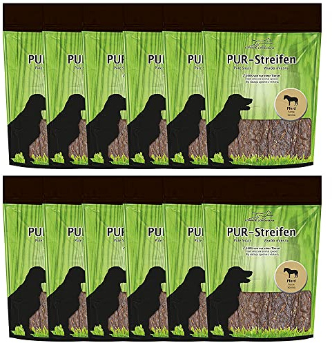 Dörrfleisch für Hunde PUR Kaustreifen Pferd 12 x 100g