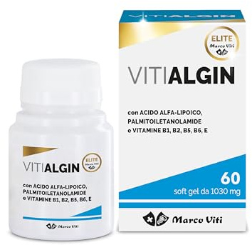 Marco Viti Vitialgin, 60 Perle da 1030 mg, Integratore con Acido Alfa-Lipoico, PEA e Vitamine B1 B2 B6, Supporto Sistema Nervoso e Modulazione Infiammazione, Senza Glutine