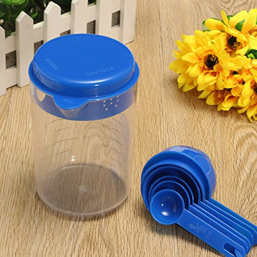 ChaRLes Taza medidora de cuchara de té artesanal de plástico de 500 ml con cucharas para laboratorio