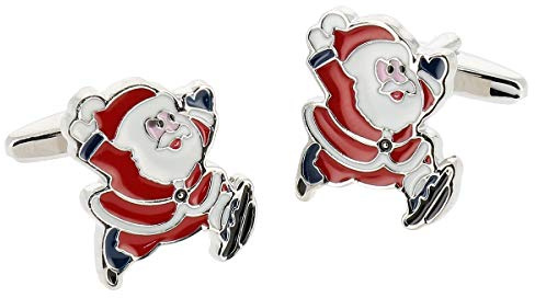 SHIPITNOW Julmanschettknappar – röd och vit jultomtemanschettknapp – manschettknappar för män julafton – säljs i par, Röd och vit, En Storlek