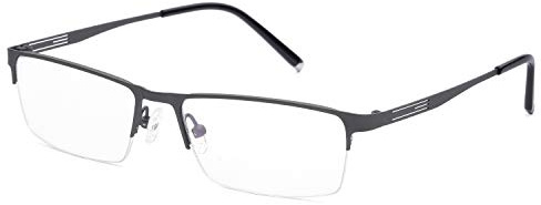 Fuisetaea Photochromie Graue Lesebrille Halbrahmen Titanlegierung Übergangsleser Brillen Männer Frauen +0.50 to +4.00