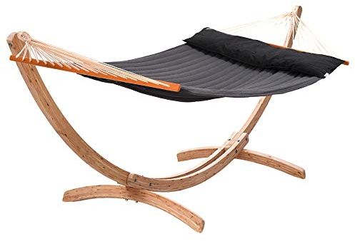 Familien-Stabhängematte American-Hammock Noire mit Holzgestell aus FSC-Lärche Ares-Arc
