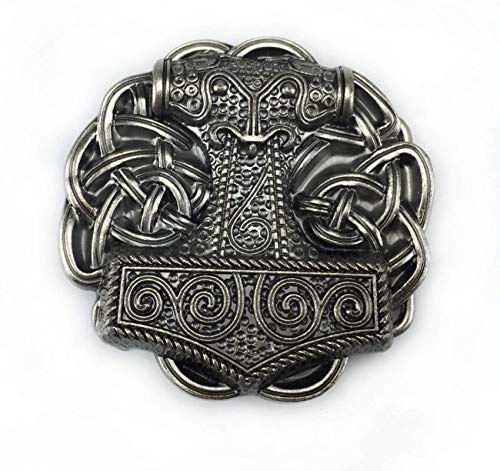 Patch Nation Thor's Mjolnir Keltischer Knoten Hammer Wikinger Nordisch Cosplay Gürtelschnalle Belt Buckle (Silber)
