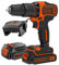BLACK+DECKER 18 V Cordless 2-Gear Combi Drill with Kitbox and 2X 1.5 Ah Lithium Ion Batteries