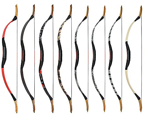 SHARROW Traditioneller Recurve Bogen Handgefertigter Langbogen 25-55 lbs Bogenschießen Mongolischer Bogen Jagdpferdebogen Geeignet für Erwachsene mit rechter und linker Hand (C, 35 LBS)