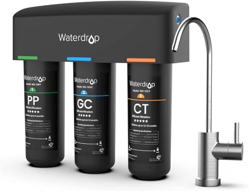 Waterdrop TSB Untertisch Wasserfiltersystem mit Dediziertem Wasserhahn, 8 Schicht Hohe Kapazität Wasserfilter Trinkwasser, NSF/ANSI 42 Zertifiziert, Reduzieren Blei, Chlor, Schlechten Geschmack