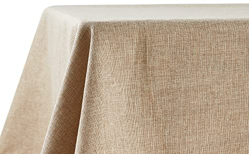 Decomira Tischdecke wasserabweisend Leinen-Optik - Fleckschutz, abwaschbar - Garten-Tischdecke Outdoor, Tischtuch Esstisch - Natur Beige - 130x220 cm