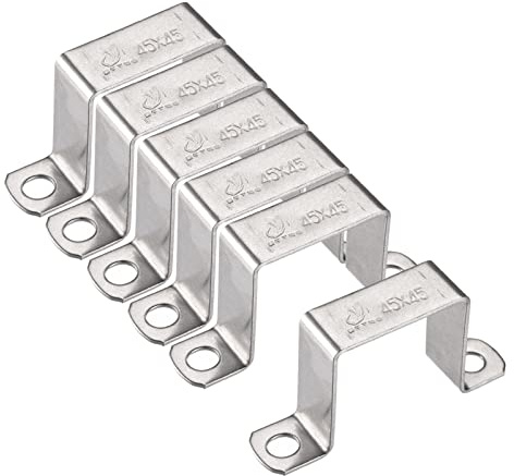 sourcing map 6 Stück U Förmige Verbinder Halterung 43 x 46mm 304 Edelstahl | Für Tür Geschlossene Stangenhalter Strebenkanal