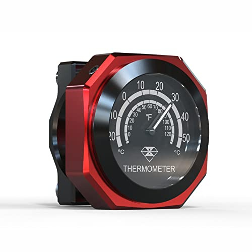 Riloer Jauge de thermomètre de guidon de moto, jauge de température en alliage lumineux étanche Compatible avec Yamaha Kawasaki Suzuki Honda, Noir rouge