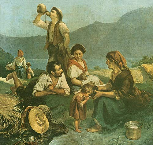 LEINWANDDRUCK im SCHATTENFUGENRAHMEN Menschen Bauern, die Trinken der Landschaft trinken Archivio - Küche horizontal Kunstbilder im Holzrahmen cm_69_X_72