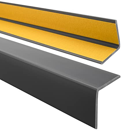 Quest Winkelprofil PVC 35x35 mm selbstklebend - Dunkelgrau, 150 cm | Elastischer Eckschutz & Abschlussleiste, für Wand-, Möbel- & Türkanten, feuchtigkeitsbeständig, leicht zu montieren