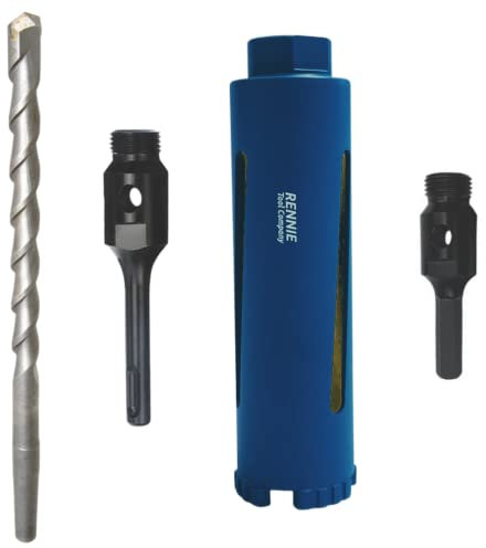 42mm x 150mm Long Diamond Core Drill Bit Set Includes SDS Adapter, Hex Shank Adapter & Centre Drill Bit. To Be Used In Concrete Masonry Brick Block Stone Granite Diamond Drill Bit Core Accessories