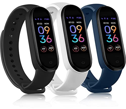 Meliya For Amazfit Band 5 /Mi Band 5 /Mi Band 6 Watch Strap,Silicone Replacement Strap For Mi Band 5 6 Smart Watch
