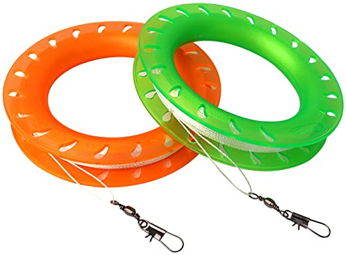 Kaiciuss Lot de 2 cerceaux de Ficelle pour Enfants, Ensemble de bobines de cerf-Volant Orange et Vert, avec Fil de 90 m pour Chaque Enrouleur de cerf-Volant