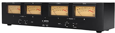 Fonometro Analogico, Misuratore VU DC 12V 1A a 4 Vie Modalità Standard e Spettro Corpo in Lega di Alluminio con Telecomando per Apparecchiature (Spina UE)