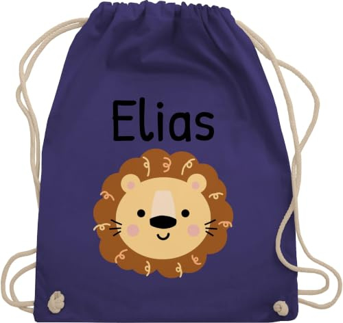 Turnbeutel Rucksack - Löwen - Süßer Löwe - Kindergarten Kita - Unisize - Lila - stoffbeutel name personalisierte kindergartentasche löwenmotiv lowe beutel kindergartenrucksack kinderrucksack