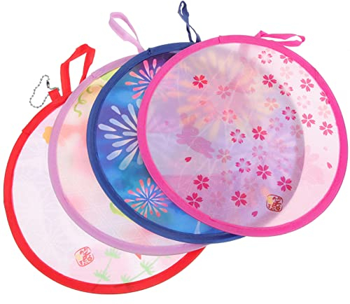 FOMIYES Runder Fächer Im Japanischen Stil Traditioneller Faltbarer Fächer Leistungsstarker Runder Hand Für Damen 4 Stück