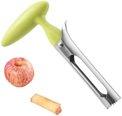 Descorazonador de Manzanas, Acero Inoxidable Core Remove, Corer De Manzana con Mango y Hoja Dentada de Acero Inoxidable Apto para Hogar y Cocina (Verde)