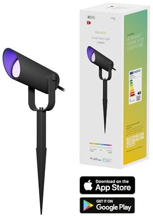 Hombli Smarter Gartenstrahler - Spot Light für Außenbereich, 16 Mio. Farben, RGB, CCT, kompatibel mit Google, Alexa, Siri, Zeitschaltuhr, wetterfest
