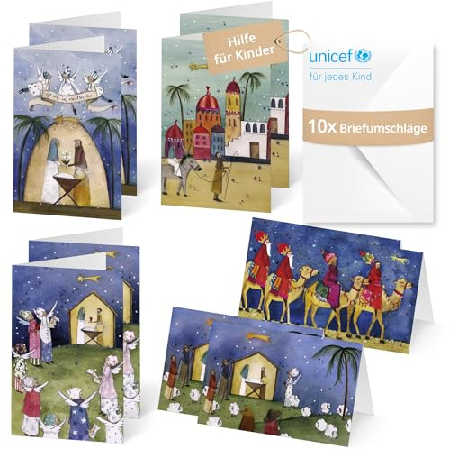 Unicef Grusskarten Set Weihnachtsgeschichte | 10 Klappkarten & Umschlägen